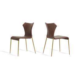 Marcia - Modern Cognac & Antique Brass Dining Chair (Set of 2)