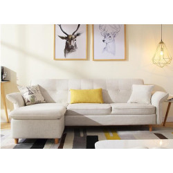 Divani Casa Jeremiah Modern Ivory Fabric Sofabed & Ottoman w/ Storage