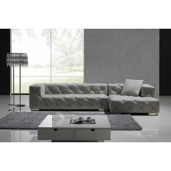 Divani Casa T163 - Full Leather Sectional Sofa With Tufted Acrylic Crystals