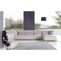 T216-Cream Leather Sectional Sofa