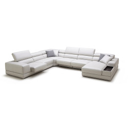 Divani Casa Chrysanthemum - Modern White Full Leather Sectional Sofa