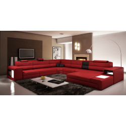 Divani Casa Polaris Dark Red Bonded Leather Sectional Sofa