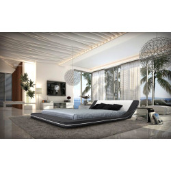 Marquee - Contemporary Eco-Leather Platform Bed with LED Lights