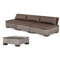 Modrest Delaware - Modern Concrete Sofa Set with Square Coffee Table