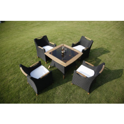 27002GP Table w/teakwood side and 0.2in  brown glass top