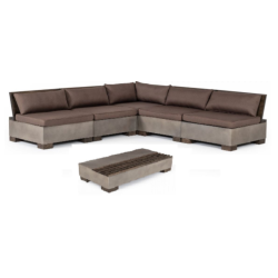 Modrest Delaware - Modern Concrete Modular Small Sectional Sofa Set with Rectangular Coffee Table
