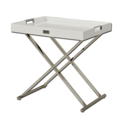 A&X Cecilia White Crocodile Tray Table