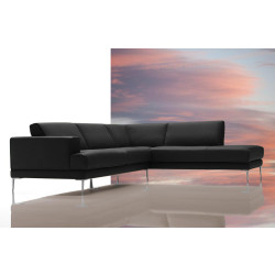 Dima Mirage Modern Black Leather Sectional Sofa - Made In Italy