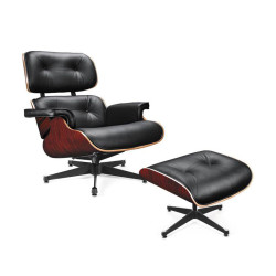 DONT ADD ONLINE Divani Casa Moser - Modern Black Leather Lounge Chair w/ Ottoman