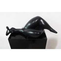 Modrest Napping Lady - Modern Black Polyresin Sculpture