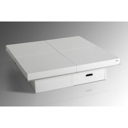 A&X Horizon - Modern White Crocodile Coffee Table w/ Pull Out Squares