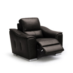 Divani Casa 1710 - Leather Black Reclining Lounge Chair