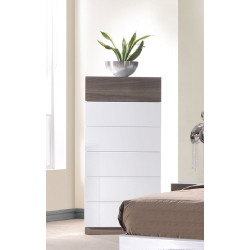 Modrest Soli Modern White w/Zebra Wood 6-Drawer Bedroom Chest