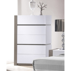 Modrest Vero Modern White w/Grey Accents 5-Drawer Bedroom Chest