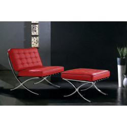 Bellatrix Modern Red Leather "X" Leg Chair And Ottoman Lounge Set