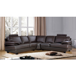 Divani Casa Baron Leather Sectional Sofa with Headrests