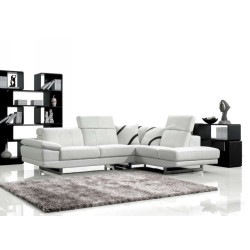 1032 - White Fabric Sectional Sofa