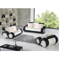 Modern Black and White Leather Sofa Set