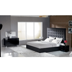 Modrest Lyrica Black Leatherette Tall Headboard Bed
