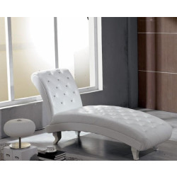 Divani Casa Monte Carlo White Leather Chaise with Crystals
