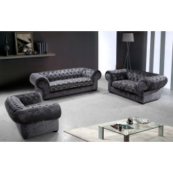 Divani Casa Metropolitan - Modern Fabric Sofa Set with Tufted Acrylic Crystals