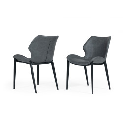 Modrest Instone - Industrial Dark Grey Eco-Leather Dining Chair (Set of 2)