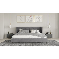 Nova Domus Bryan Modern Grey Velvet & Gold Bed