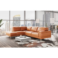 Accenti New York - Modern Cognac Leather Left Facing Sectional Sofa