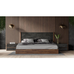Nova Domus Rado - Modern Walnut & Volcanic Slate Bed