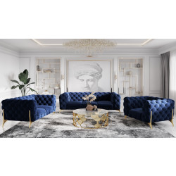 Divani Casa Sheila Modern Dark Blue Fabric Sofa Set