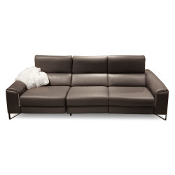 Estro Milano Elite Italian Modern Grey Leather Sofa w/ Recliners