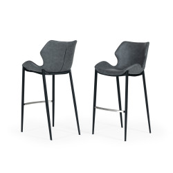Modrest Ithaca - Industrial Dark Grey Eco-Leather Bar Stool (Set of 2)