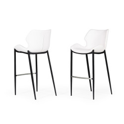 Modrest Ithaca - Modern White Leatherette Bar Stool (Set of 2)