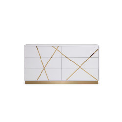 Modrest Nixa  Modern Wide White and Gold Dresser
