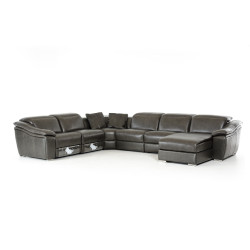 Divani Casa Jasper Modern Dark Grey Leather Sectional Sofa