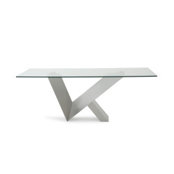 Modrest Harlow Modern Glass & Stainless Steel Dining Table
