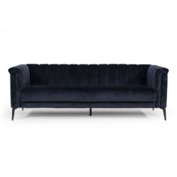 Divani Casa Jeremy Modern Navy Blue Velvet Sofa