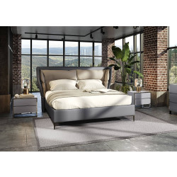 Modrest Jolene - Eastern King Dark & Light Grey Leatherette Bed
