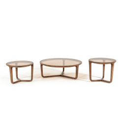 Modrest Jordi Modern 3-Piece Walnut Coffee Table Set