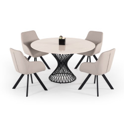 Modrest Joyce Modern Round White Cultured Marble Dining Table