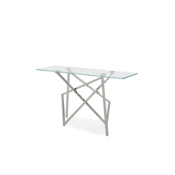 Modrest Hawkins Modern Glass & Stainless Steel Console Table