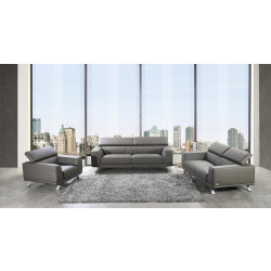 Divani Casa Brustle Modern Dark Grey Eco-Leather Sofa Set