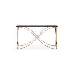Modrest Reklaw Modern Smoked Glass & Rosegold Console Table