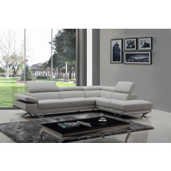 Divani Casa Quebec - Modern Light Grey Eco-Leather Right Facing Sectional Sofa