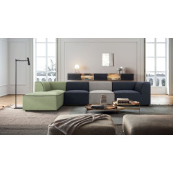 Divani Casa Polo - Modern Green + Blue + Grey Fabric Modular Sectional Sofa