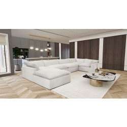Divani Casa Kellogg - Modern White U Shaped Feather Sectional Sofa