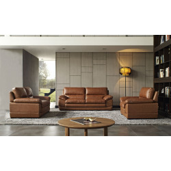Divani Casa Kendrick - Traditional Modern Cognac Leather Sofa Set