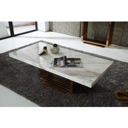 Modrest Kingsley Modern Marble & Rosegold Coffee Table
