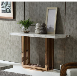 Modrest Kingsley Modern Marble & Rosegold Console Table