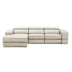 Divani Casa Hilgard - Modern Light Grey Leather Left Facing Sectional Sofa with Recliners